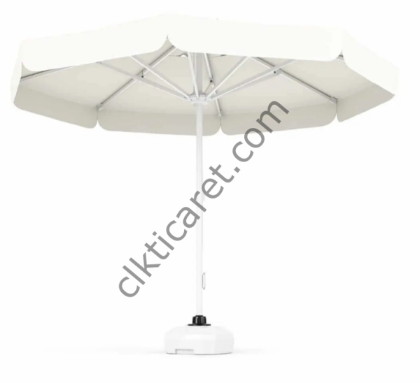 CLK 3 mt Mega İpli Yuvarlak Beyaz Profil Bahçe Cafe Otel Şemsiyeleri