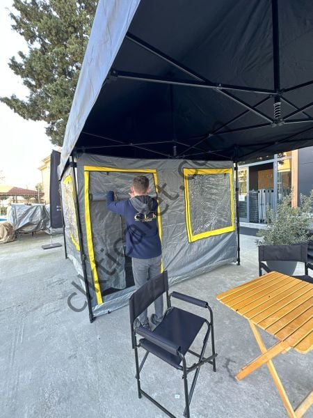 CLK 3x6 Verendalı 30 mm Profil Katlanır Portatif Gazebo Kamp Çadır Antrasit Gri