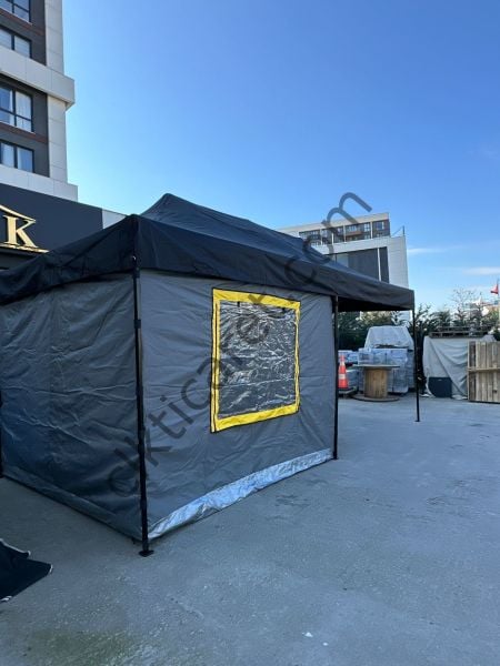 CLK 3x6 Verendalı 30 mm Profil Katlanır Portatif Gazebo Kamp Çadır Antrasit Gri