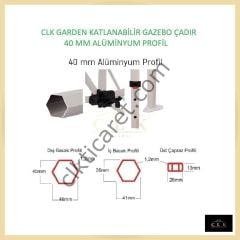 CLK 3x6 40mm Alüminyum Katlanabilir Tente Gazebo Çadır 1 Tam Duvar 3 Yarım Duvar