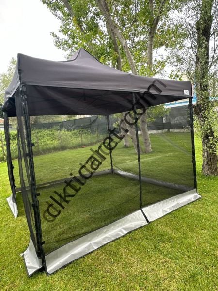 CLK 3x3 40 mm 115cm Kısa İskelet Dekoratif Gazebo Çadır Bungalow Garden Model Sineklikli Perde Katlanır Portatif Bahçe Çadır Tente Çardak