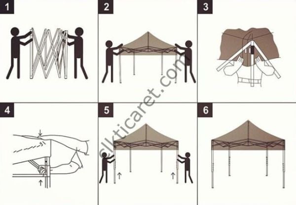 CLK 3x3 52mm Kalın Alüminyum Katlanabilir Tente Gazebo Çadır 4 Yan Kapalı 3 Yarım Duvarlı Çadır