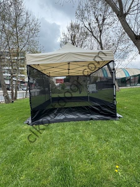 CLK 3x4,5 40 mm Dekoratif Gazebo Çadır Bungalow Garden Model Sineklikli Perde Katlanır Portatif Bahçe Çadır Tente Çardak