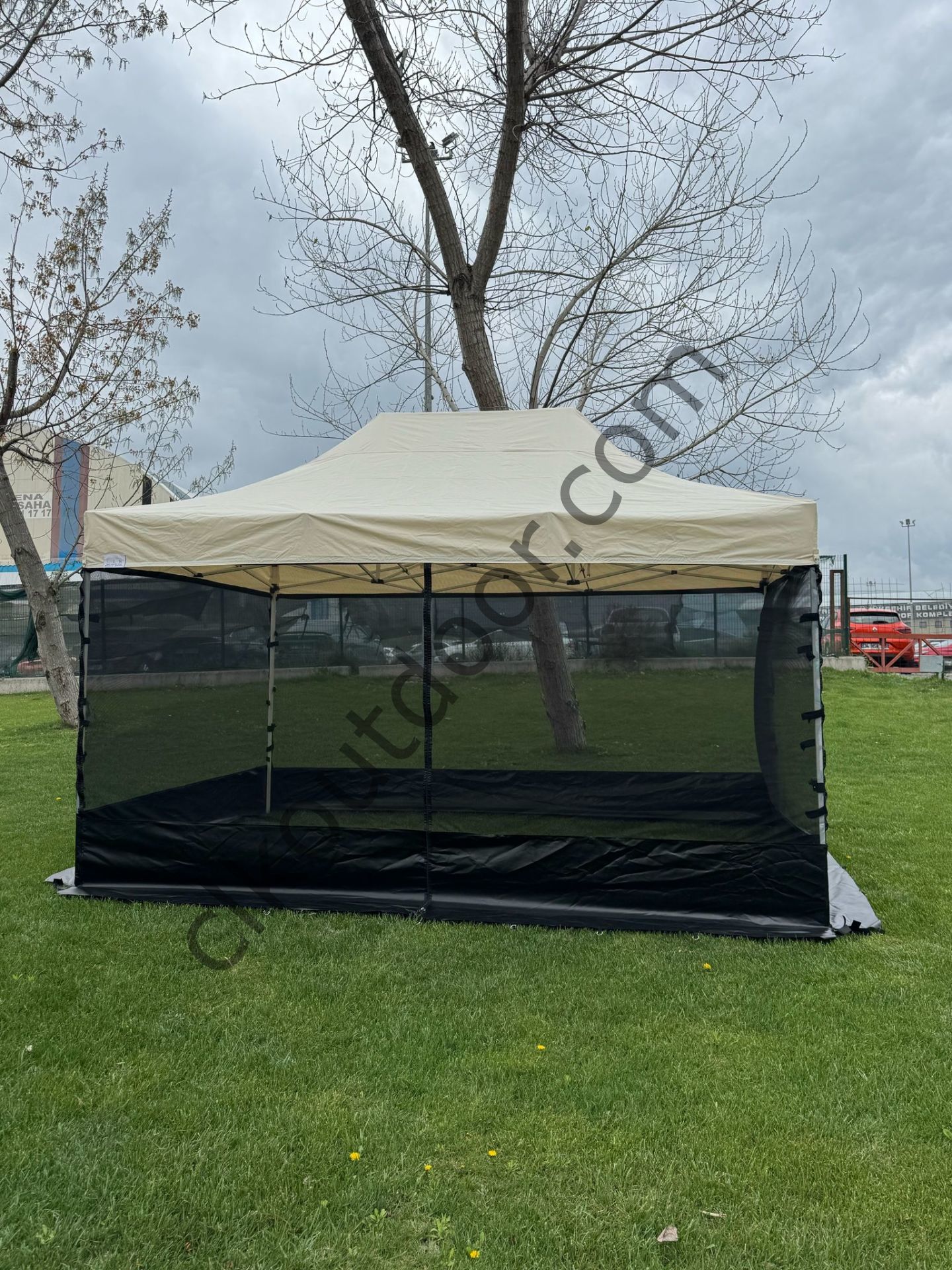 CLK 3x4,5 40 mm Dekoratif Gazebo Çadır Bungalow Garden Model Sineklikli Perde Katlanır Portatif Bahçe Çadır Tente Çardak