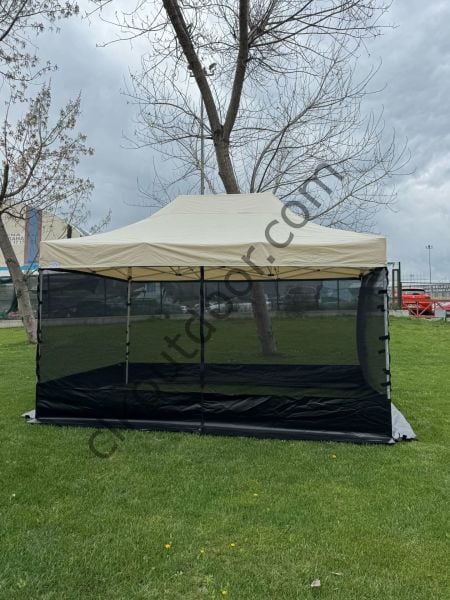 CLK 3x4,5 40 mm Dekoratif Gazebo Çadır Bungalow Garden Model Sineklikli Perde Katlanır Portatif Bahçe Çadır Tente Çardak
