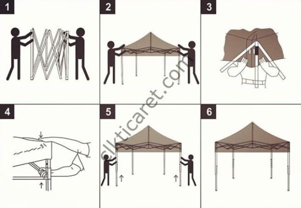 CLK 3x4,5 Katlanabilir Tente Gazebo Portatif Çadır 30 mm Arkası Kapalı
