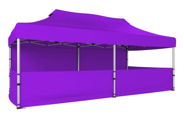 CLK 3x6 52mm Kalın Alüminyum Katlanabilir Tente Gazebo Çadır 1 Tam Duvar 3 Yarım Duvar