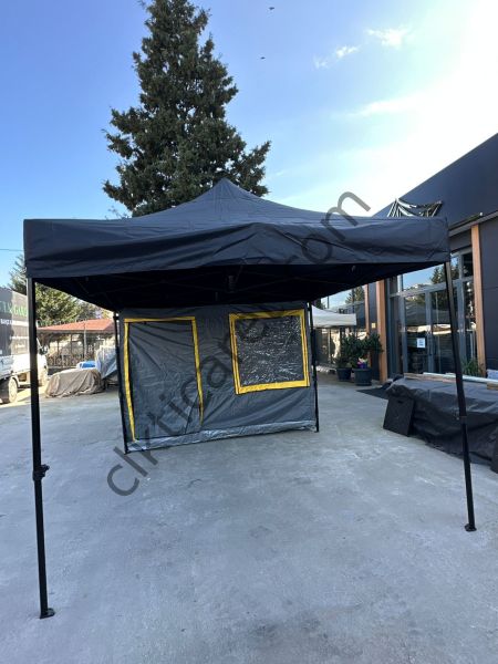 CLK 3x6 Verendalı 40 mm Profil Portatif Katlanır Gazebo Kamp Çadır Antrasit Gri Turuncu