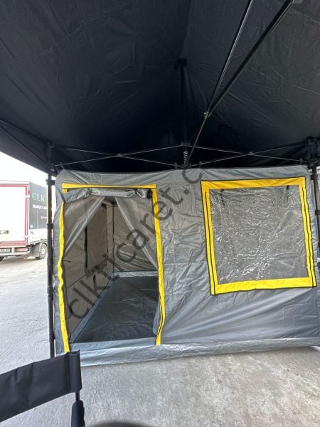 CLK 3x6 Verendalı 40 mm Profil Portatif Katlanır Gazebo Kamp Çadır Antrasit Gri Krem