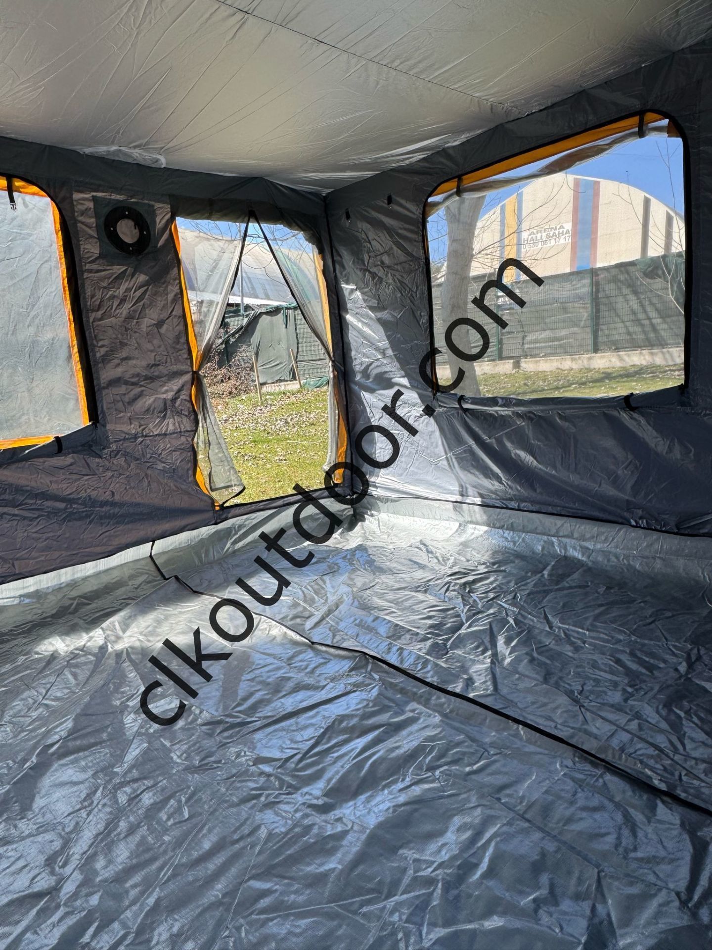 CLK 3x3 mt 40 mm İskelet Yeni Nesil 2 Kapı 4 Pencere TENTELİ Gazebo Portatif Kamp Çadırı Gri Kırmızı