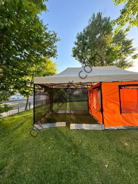CLK 3x6 Metre 40 mm Verendalı Gazebo Portatif Kamp Çadırı Sineklikli Model Bordo