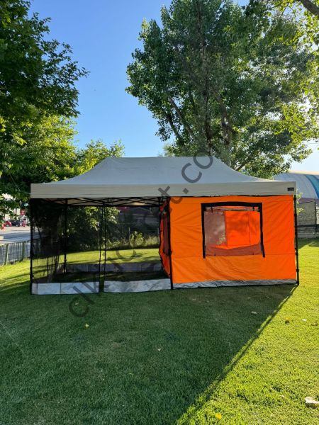 CLK 3x6 Metre 40 mm Verendalı Gazebo Portatif Kamp Çadırı Sineklikli Model Bordo