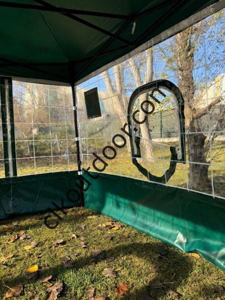 CLK 3x3 40 mm Alüminyum Profil Kış Bahçesi Karavan Çadırı Şeffaf Brandalı Gazebo Katlanır Çadır Portatif Tente