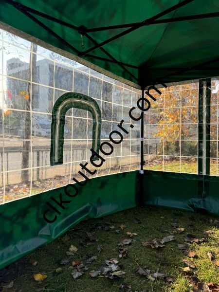 CLK 3x3 40mm Kısa Bagaj Boy 115 cm İskelet Profil Kış Bahçesi Karavan Çadırı Şeffaf Brandalı Gazebo Katlanır Çadır Portatif Tente