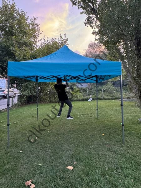 CLK 3x3 mt Kısa Bagaj Boy 115 cm Gazebo Portatif Kamp Çadırı Açık Gri Sarı