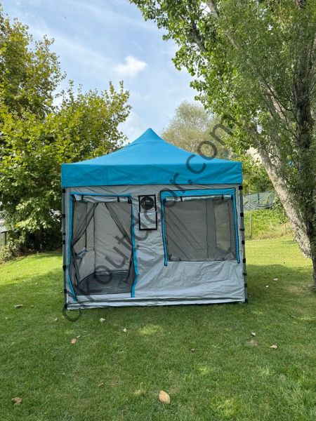 CLK 3x3 mt Kısa Bagaj Boy 115 cm Gazebo Portatif Kamp Çadırı Açık Gri Sarı