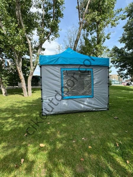 CLK 3x3 mt Kısa Bagaj Boy 115 cm Gazebo Portatif Kamp Çadırı Açık Gri Sarı