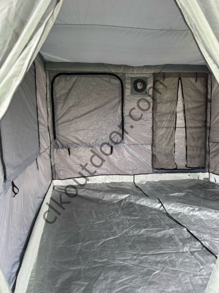 CLK 3x6 Yeni Sistem 4 Pencere 2 Kapılı Verendalı 40 mm Profil Katlanır Portatif Gazebo Kamp Çadır Gri Gri