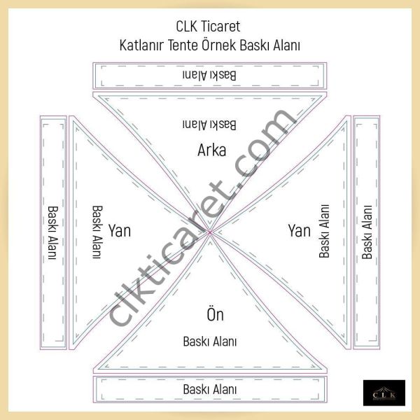 CLK 3x3 mt Tavan Logo Baskılı Gazebo Katlanabilir Tente Stand Tanıtım Fuar Çadırı
