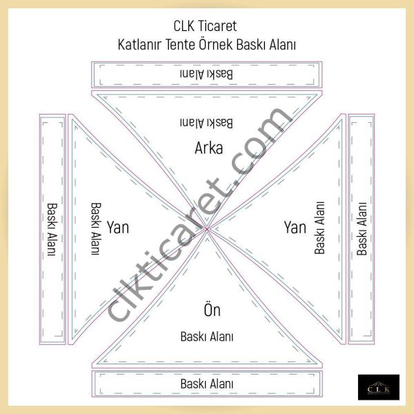 CLK 3x3 mt Tavan Logo Baskılı Gazebo Katlanabilir Tente Stand Tanıtım Fuar Çadırı