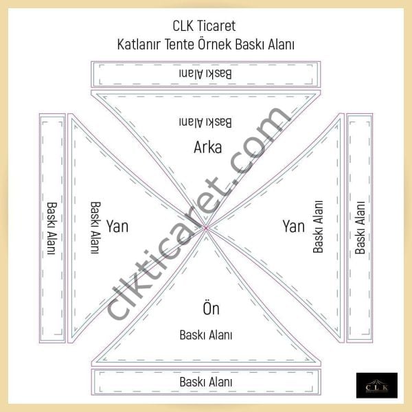CLK 2x2 mt Tavan Logo Baskılı Gazebo Katlanabilir Tente Stand Tanıtım Fuar Çadırı