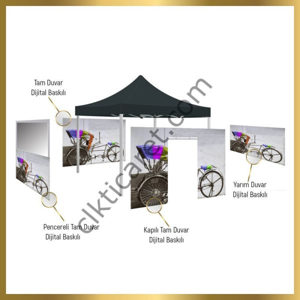 CLK 2x2 mt Tavan Logo Baskılı Gazebo Katlanabilir Tente Stand Tanıtım Fuar Çadırı