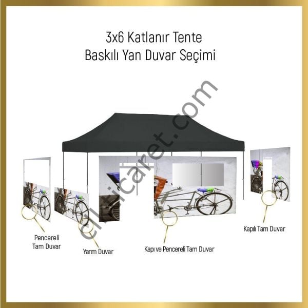 CLK 3x6 mt Tavan Logo Baskılı Gazebo Katlanabilir Tente Stand Tanıtım Fuar Çadırı