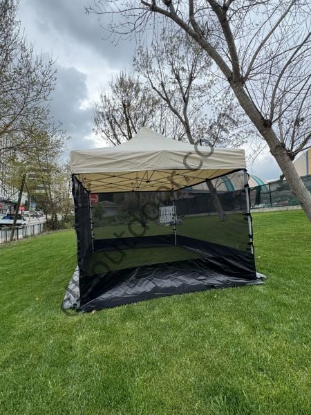 CLK 3x4,5 40 mm Dekoratif Gazebo Çadır Bungalow Garden Model Sineklikli Perde Katlanır Portatif Bahçe Çadır Tente Çardak Saks Mavi