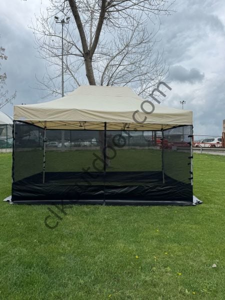 CLK 3x4,5 40 mm Dekoratif Gazebo Çadır Bungalow Garden Model Sineklikli Perde Katlanır Portatif Bahçe Çadır Tente Çardak Saks Mavi