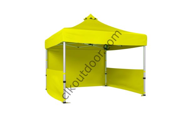 CLK 3x3 Metre Kısa Bagaj Boy 115 cm Katlanabilir Gazebo Çadır 1 Tam 2 Yarım Perdeli Sarı