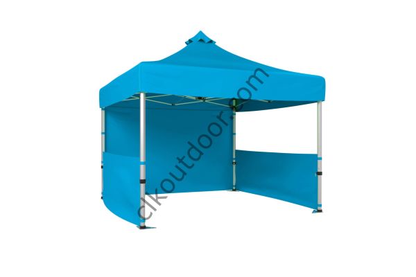 CLK 3x3 Metre Kısa Bagaj Boy 115 cm Katlanabilir Gazebo Çadır 1 Tam 2 Yarım Perdeli Açık Mavi (Turkuaz)