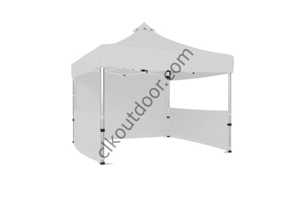 CLK 3x3 Metre Kısa Bagaj Boy 115 cm Katlanabilir Gazebo Çadır 1 Tam 2 Yarım Perdeli Beyaz