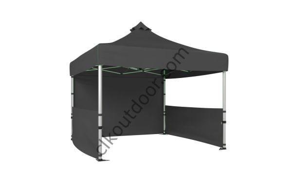 CLK 3x3 Metre Kısa Bagaj Boy 115 cm Katlanabilir Gazebo Çadır 1 Tam 2 Yarım Perdeli Gri