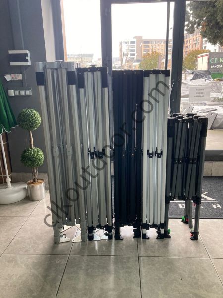 CLK 3x3 Metre Kısa Bagaj Boy 115 cm Katlanabilir Gazebo Çadır 1 Tam 2 Yarım Perdeli Gri