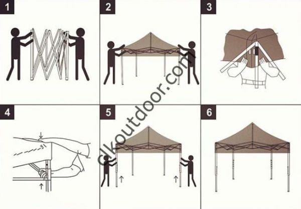 CLK 3x3 Metre Kısa Bagaj Boy 115 cm Katlanabilir Gazebo Çadır 4 Yan Kapalı 2 Pencere Kapılı Beyaz