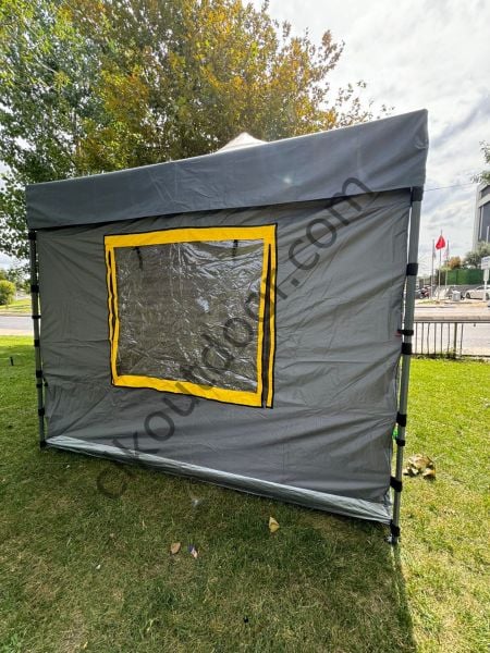 CLK 3x3 Metre 30 mm Profil Portatif Katlanır Portatif Gazebo Kamp Çadır Antrasit Gri