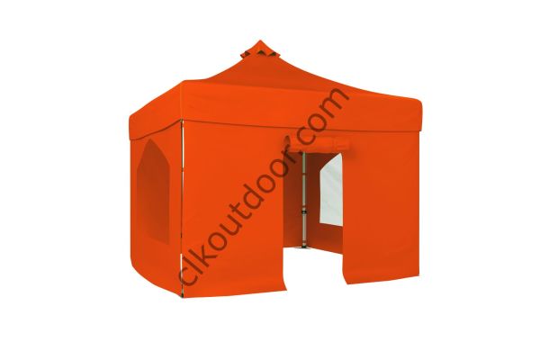 CLK 3x3 Metre Kısa Bagaj Boy 115 cm Katlanabilir Gazebo Çadır 4 Yan Kapalı 2 Pencere Kapılı Turuncu