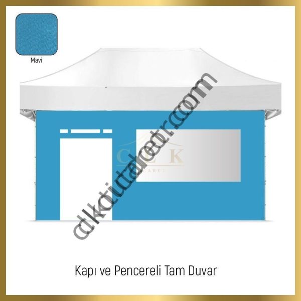 CLK 4x6 40 mm Katlanabilir Tente Gazebo Çadır Gazebo Çadır 2 Yan Pencereli 1 Yan Aksesuarsız 1 Yan Kapı ve Pencereli