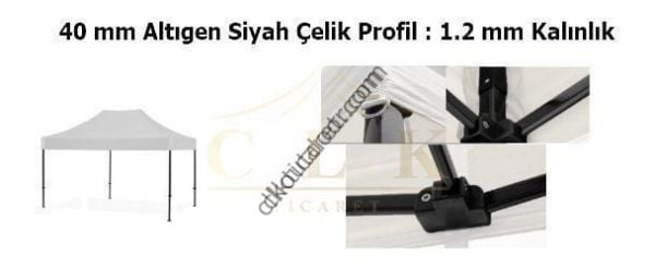 CLK 4x8 40 mm Katlanabilir Tente Gazebo Çadır Gazebo Çadır 3 Kenar Yarım Duvarlı