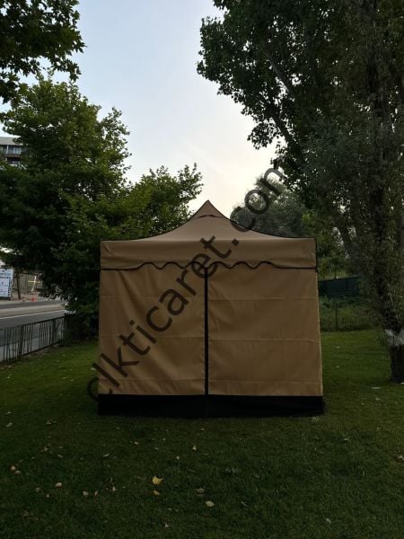 CLK 3x3 40 mm Garden Perdeler Hareketli Sürgülü Katlanabilir Tente Bahçe Çadırı Bej