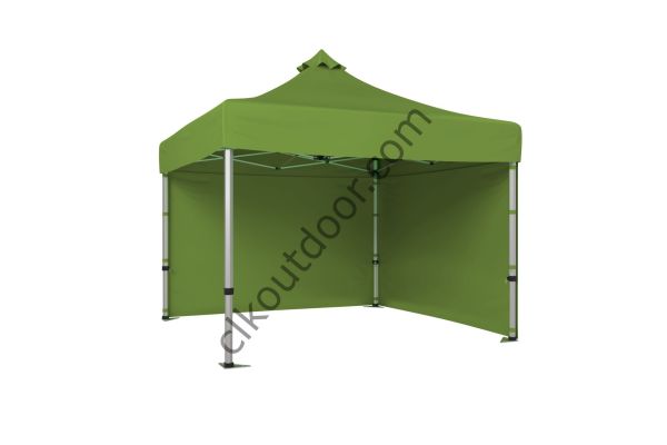 CLK 3x3 Metre Kısa Bagaj Boy 115 cm Katlanabilir Gazebo Çadır 2 Yan Perdeli Haki Askeri Yeşil