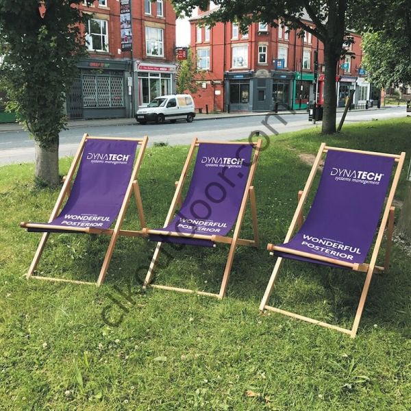 CLK Outdoor Logo Marka Baskılı Katlanır Ahşap Şezlong