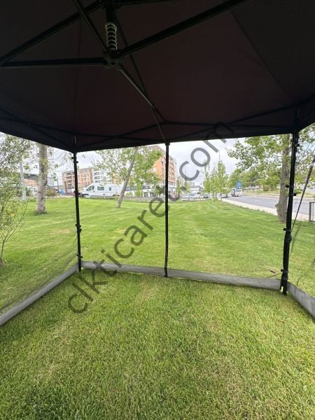 CLK 3x3 Gazebo 30 mm Porfil Bungalow Dekoratif Garden Model Sineklikli Perde Katlanır Portatif Bahçe Çadır Tente Çardak