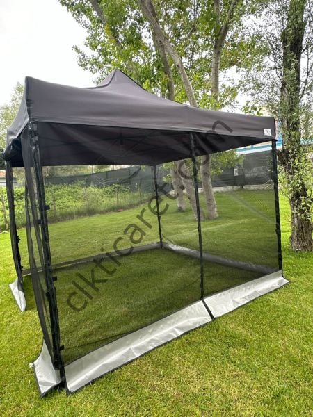 CLK 3x3 Gazebo 30 mm Porfil Bungalow Dekoratif Garden Model Sineklikli Perde Katlanır Portatif Bahçe Çadır Tente Çardak