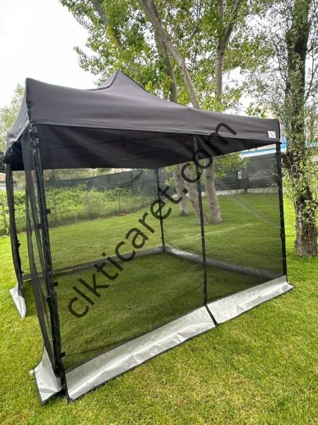 CLK 3x3 40 mm Dekoratif Gazebo Çadır Bungalow Garden Model Sineklikli Perde Katlanır Portatif Bahçe Çadır Tente Çardak