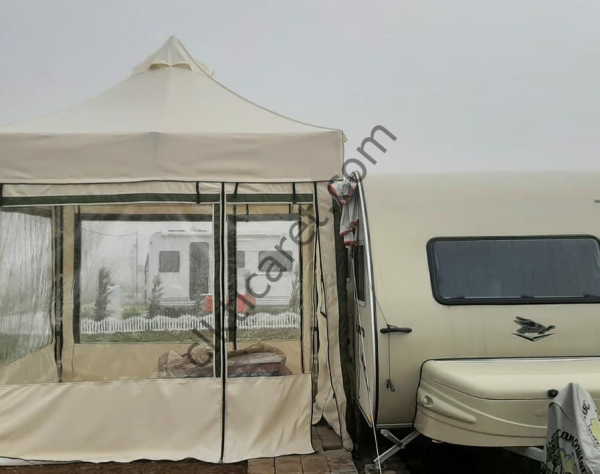 CLK 3x3 mt 52 mm Kalın Alüminyum Karavan Çadırı Kış Bahçesi Portatif Katlanabilir Tente Sök-Tak Alt Zemin Branda