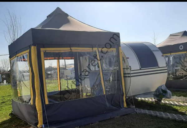 CLK 3x3 mt 52 mm Kalın Alüminyum Karavan Çadırı Kış Bahçesi Portatif Katlanabilir Tente Sök-Tak Alt Zemin Branda