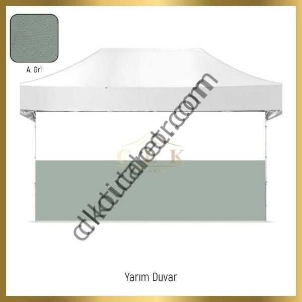 CLK 2x4 mt 40mm Alüminyum Katlanabilir Tente Gazebo Çadır 1 Tam Duvar 2 Yarım Duvar