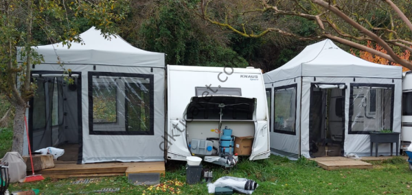 CLK 3x4,5 mt Eko 40mm Karavan Çadırı Portatif Katlanabilir Gazebo Tente Kış Bahçesi Sök-Tak Alt Zemin Branda