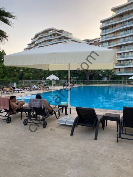 CLK 3x3 Metre Mega Q50 Şemsiye Bahçe Cafe Havuz Otel Restorant Şemsiyeleri Açık Mavi (Turkuaz) - İstemiyorum